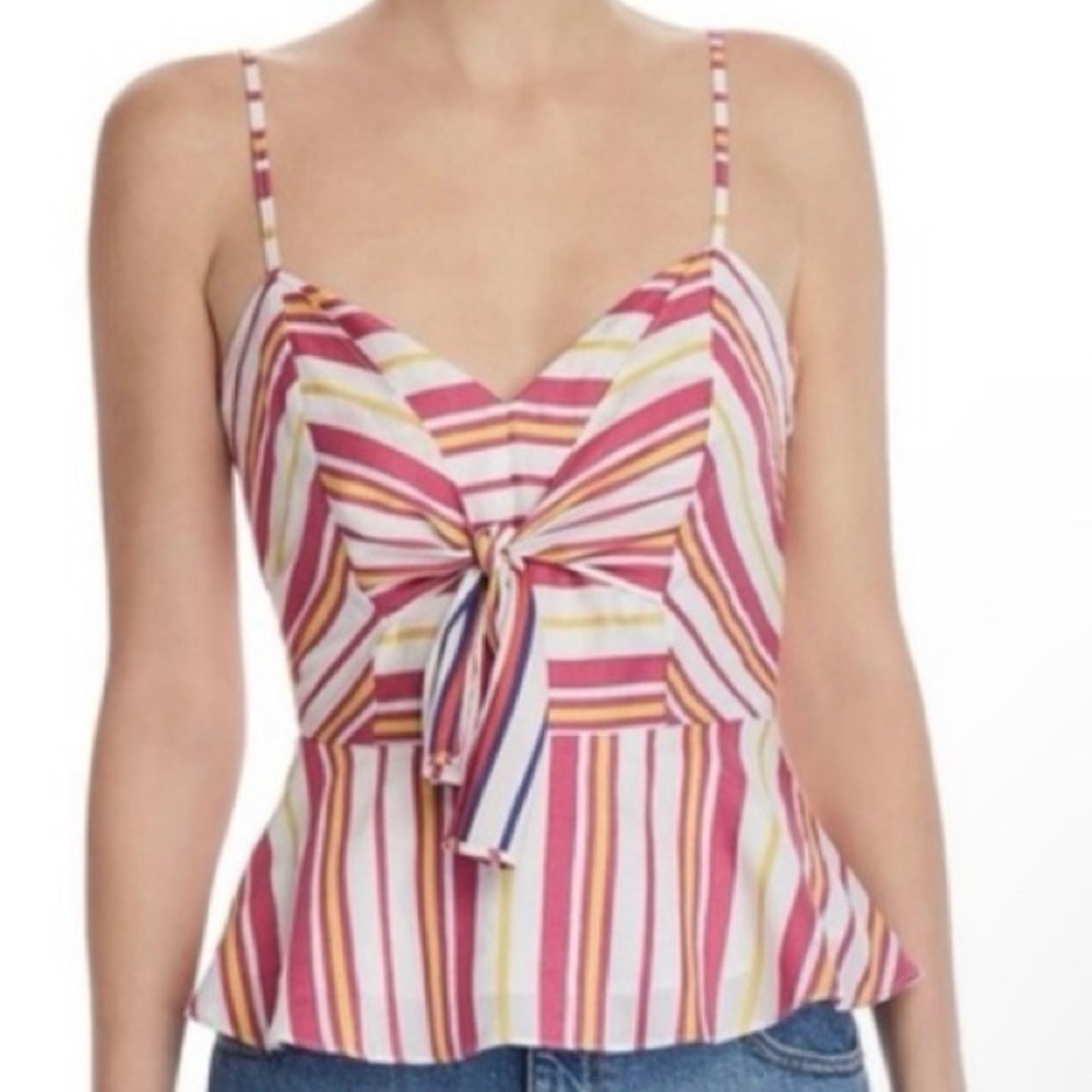 NWT Parker New York Whitney Poolside Stripe Tie Front Peplum Tank - Sz S